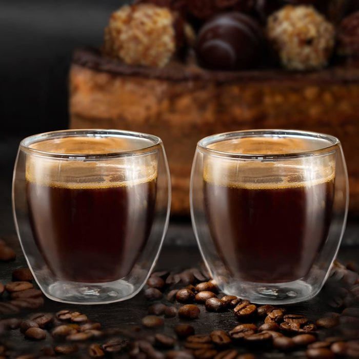 Generic Lot de 2 Tasse à Café - Verres à Espresso à Double Paroi Résistant  avec Poignée - Prix pas cher