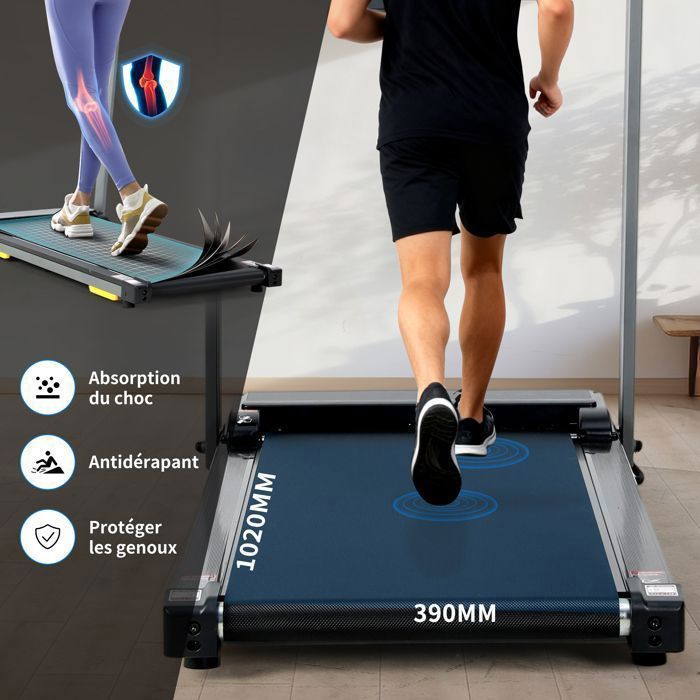 Tapis De Course Inclinable AiQInu – 5%, 2,5 CV, Silencieux, Bluetooth, LED, 2-6 Km/h, Pliable, 13 Kg