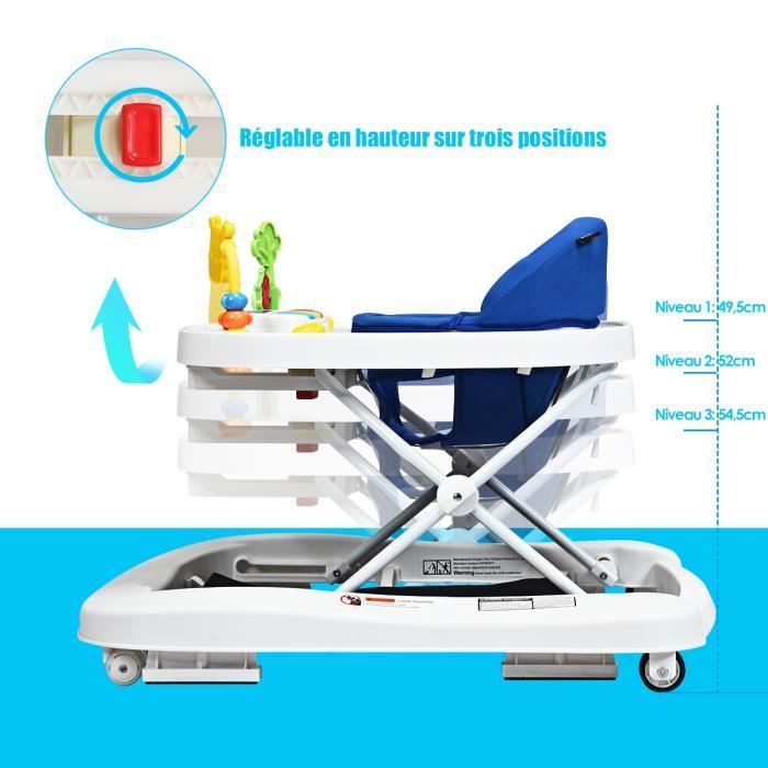 Trotteur Youpala Bébé ,Aide à la marche pour bébé Avec ses 7 niveaux de  réglage,Roues Silencieuses-Rotation à 360-Pliage - Cdiscount Puériculture &  Eveil bébé