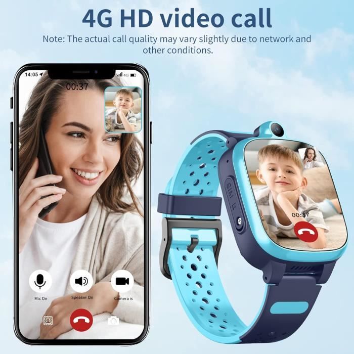 4G Montre Connectée Enfants, IP68 Étanche Montre Telephone Enfant Avec Appels, Appels Vidéo, Chat Vocal, Whatsapp, Wi-FI, GPS, SOS, Mode École, Podomètre, Smartwatch Pour Filles Et Garçons Violet