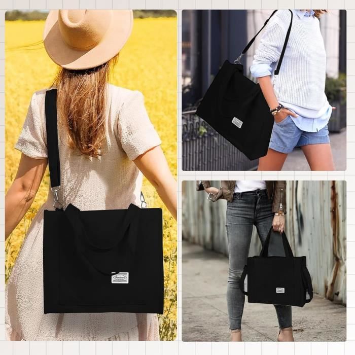 Sac à Main Femme Tibroni - Tote Bag Velours Côtelé - Bandoulière Réglable 16x4.7x12 Pouces