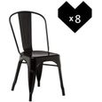 Chaises en métal Design Industriel Noir - JINKEEY - Lot de 8 - 150kg - Salle à manger - Fer-0