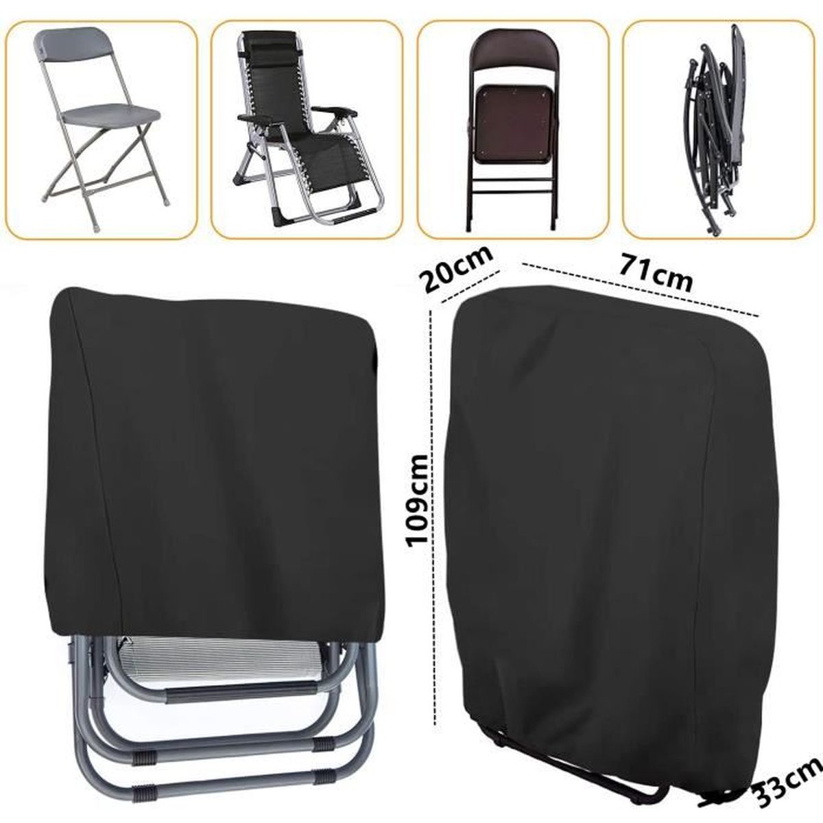 Housse De Protection Pour Chaise De Jardin - Oxford 210D, Imperméable, UV - 114x85x65 Cm
