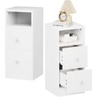 ALIGHTUP Table de Chevet Étroite Lot de 2, Table d'appoint, Meuble de Nuit, Commode de Nuit, 25 x 30 x 60 cm, Blanc