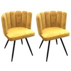 Chaises - ALTOBUY - Charlotte - Lot de 2 - Velours Jaune - Contemporain - Design