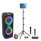 IBIZA SOUND Pack Sono Karaoké Enceinte Autonome Bluetooth 700W Ibiza COLUMBA700 - 2 Micros sans fil - Pied Support Tablette - DJ Soirée