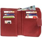 Porte monnaie femme cuir véritable fermeture autour, portefeuille pour 9 cartes, billets, monnaie, identité, permis -Rouge-LOLUNA®