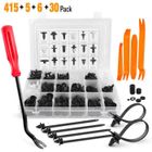 RIWILL 456PCS Universal Auto Noir Nylon Clips Plastique Rivet Carrosserie Garniture Clips Assortiment avec Attache Remover Outils