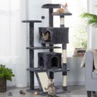 Yaheetech Arbre à Chat Chatons Grattoir Griffoir avec 3 Plateformes/2 Niches/Poteaux en Sisal 49,5 x 49,5 x 137 cm Gris foncé