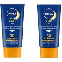 NIVEA SUN Crème Solaire Visage FPS 30 (2 Tubes de 50 ml) Protection Solaire UVA/UVB Avec Formule Hydratante