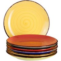 6 pièces Assiette à gâteau set assiettes à dessert colorées Malaga assiettes bicolores Ø 19,5cm peintes à la main assiettes rondes