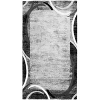 SUBWAY ENCADRE Tapis de couloir contemporain en polypropylène - 80 x 150 cm - Gris