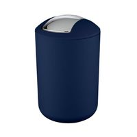 WENKO Petite poubelle salle de bain, poubelle à couvercle basculant Brasil L, 6.5L, Plastique, Ø 19,5x31 cm, Bleu Foncé