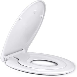 Homfa Abattant WC Familial avec Siège pour Enfant Lunette de Toilette en Forme D avec Frein de Chute pour Adultes et Enfants Blanc 