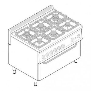 Plaque de cuisson - top 4 feux vifs gaz et 1/2 plaque coup de feu sur  placard ouvert - gamme 700 - Tecnoinox Pas Cher