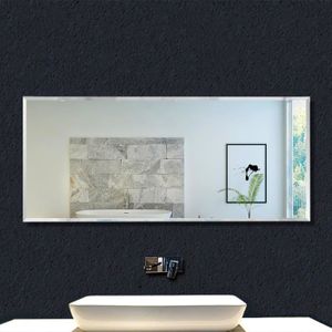 45 x 120 cm Rectangle sans cadre miroir de salle de bain Pré Percés de trous Chrome Cap mur 