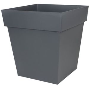 POT DE FLEUR Pot carré Toscane - EDA PLASTIQUE - 50 cm - 87 L - Gris Anthracite