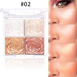 PALETTE DE MAQUILLAGE  Type 2-Palette de poudre surligneur rose diamant, 4 couleurs, maquillage, éclaircissant, contour du visage, b