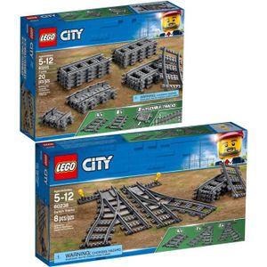 LEGO 60205 City Pack de Rails, Ensemble d'Accessoires d'Extension City  Train - Dès 5 ans