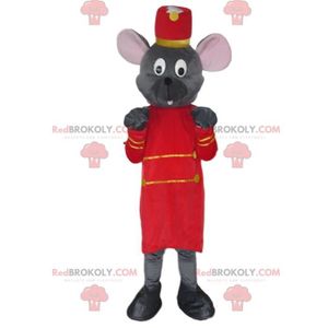 DÉGUISEMENT - PANOPLIE Mascotte de souris grise en tenue de maître d'hôte