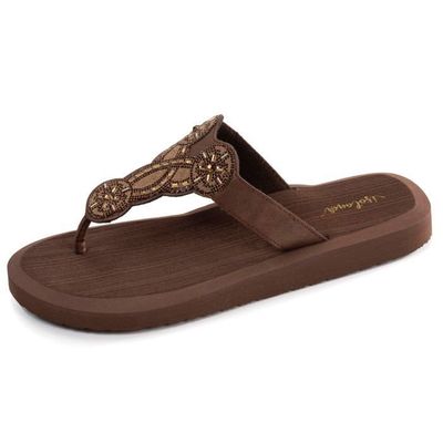 Isotoner Tongs très confortables, dessus sophistiqué marron femme