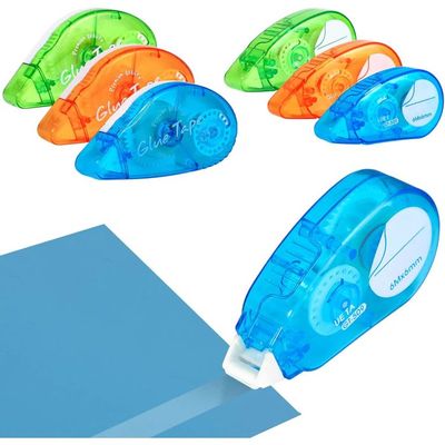 6 Rollers De Colle Double Face - 8mm X 10m - Transparent - Rose Bleu Violet