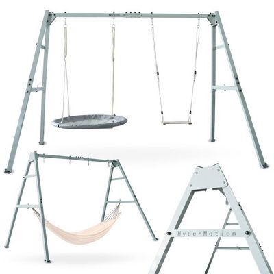 Portique Balançoire HyperMotion HYP19 – Acier 310 Cm, 200 Kg, 3 Places – Extérieur Enfant