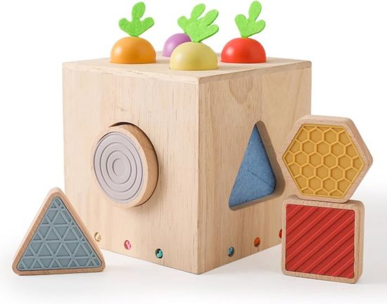 Jouet En Bois Montessori à Empiler - 22 Pièces, Formes Géométriques, Motricité Fine, 1 à 3 Ans, Cadeau Fille Garçon