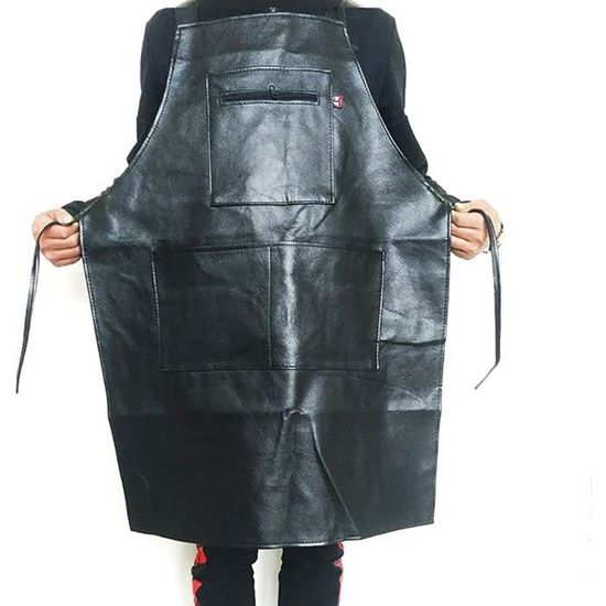 Tablier De Cuisine En Cuir Marron Pour Homme – Fait Main, Poches, étanche (HK-9989)