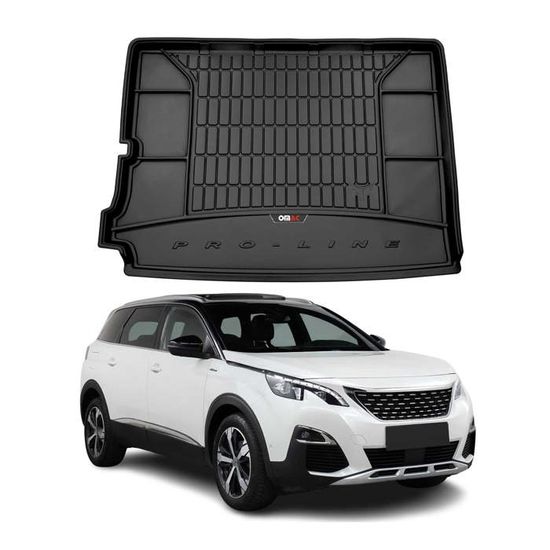 Cuir Tapis Coffre Voiture pour Peugeot 5008 7 Seats 2017-2023, sur Mesure Tous Temps Cargaison Doublure Botte Stockage Cargaison Protection Bac IntéRieure Accessoires,A/Black