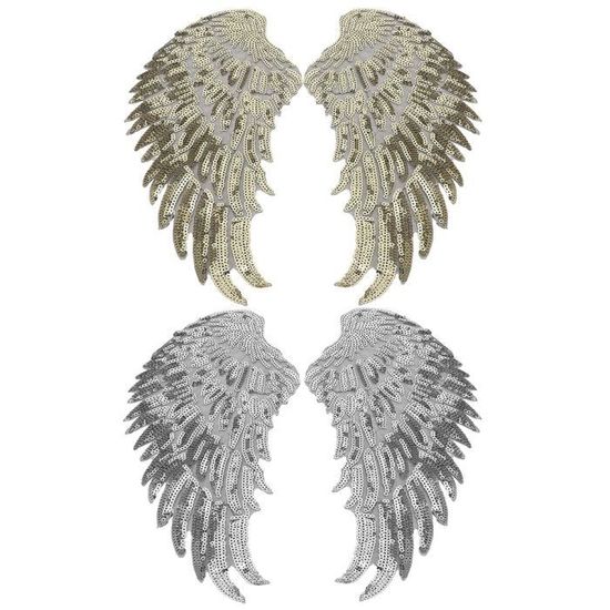 Patchs brodés à paillettes ailes d'ange pour vêtements thermocollants à coudre pour accessoires de costume de scène