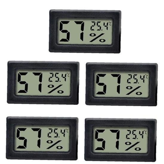Chambre Thermomètre Hygromètre Mini Numérique Humidité Meter Gauge Intérieur Noir Pour Baby Office Serre 5pcs