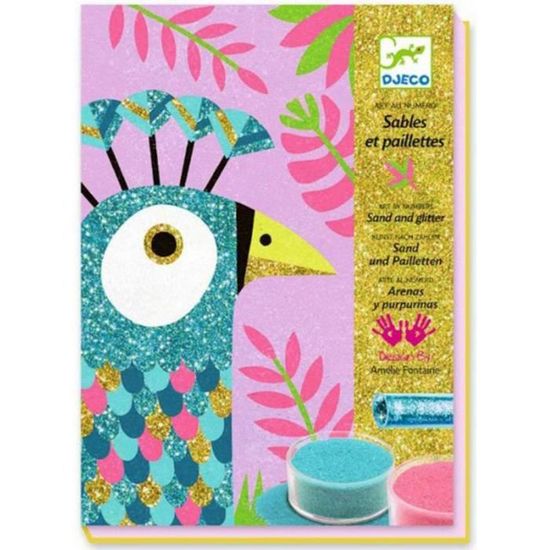 Coffret créatif - DJECO - Sables colorés éblouissants oiseaux - Pour enfants à partir de 6 ans - Rose