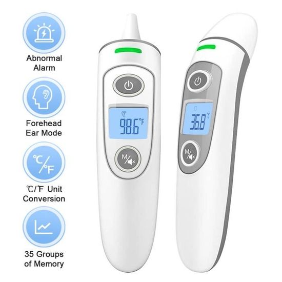 Thermomètre Frontal Infrarouge Sans Contact, Qualité Médicale pour Bébé Enfants, Alarme de Température Elevée et 3 Rétro-éclairag