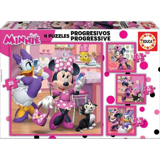 Puzzle progressif - EDUCA - Minnie & The Happy Helpers - 12-16-20-25 pcs - Enfant