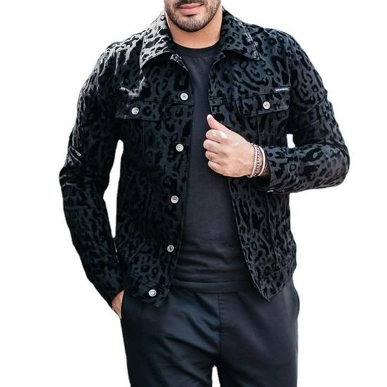 Leopard Homme Fafeicy manteau à imprimé léopard pour homme Veste à imprimé léopard ...