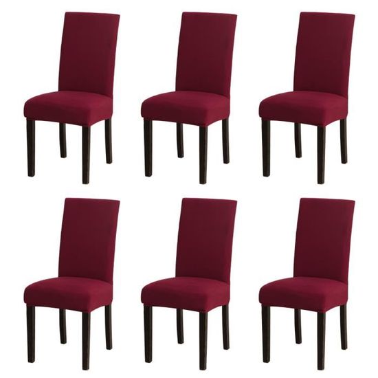 MECEROCK Lot de 6 housses de chaise-couleur: vin rouge