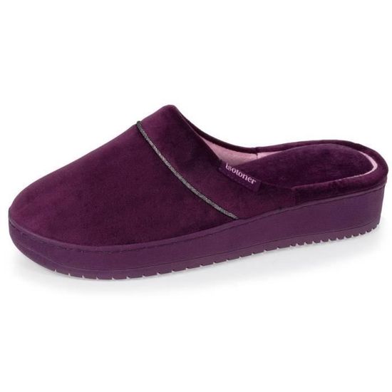 Chaussons Charentaises Isotoner Femme - Semelle Mémoire De Forme, Confort Ultime | Velours Doux