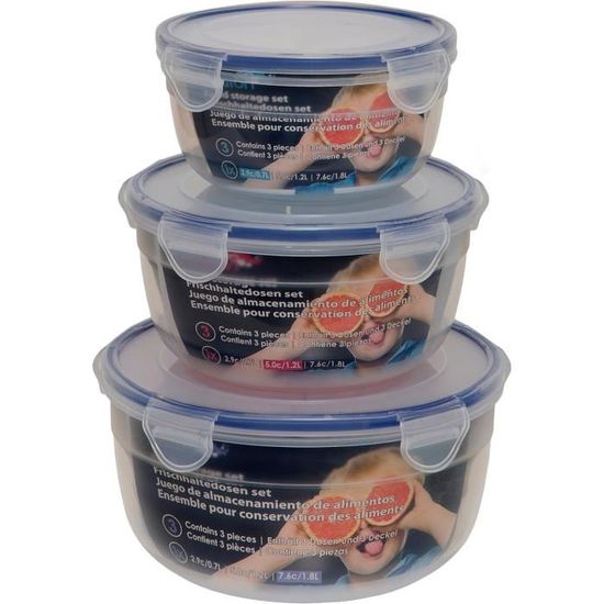 Boîtes Alimentaires Hermétiques Omada Pull Box - Lot De 2 (0,75L + 1,8L) - Ouverture Une Main - Design Primé