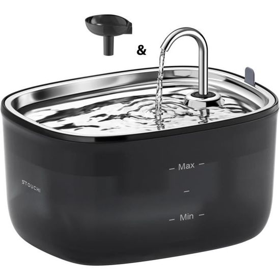 Fontaine à Eau Pour Chat Invengo MeowFlow B20 - 2.2 L En Acier Inoxydable, Silencieuse Et Facile à Nettoyer