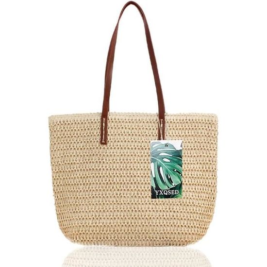 Yogodlns Sac à bandoulière en paille tissé pour femmes, sac de plage d'été ajouré à Large sangle, fourre-tout de grande capacité pour voyage – acheter les meilleurs produits dans la boutique en