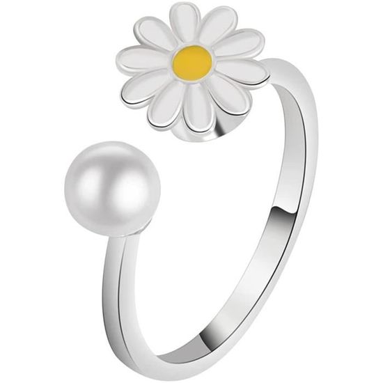 Lot De 6 Bagues Anti Stress Réglables Hillylolly - Anneaux Spinner Anxiété Femme, Bagues Ouvertes Perles Zircon Argent/Or
