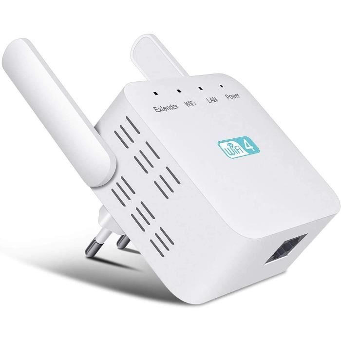 Couverture Jardin Garage Répéteur WiFi Extérieur 2025 - 300Mbps 2.4GHz Avec Port LAN - Amplificateur Signal Facile à Installer Repeteur Wifi Puissant