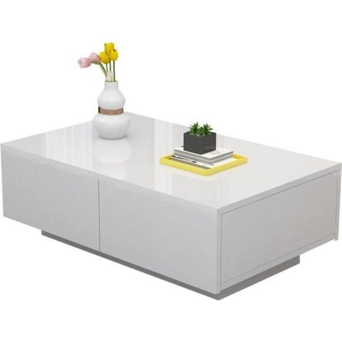 Table basse blanche à quatre tiroirs de salon en bois meuble principale de côté moderne de meubles de table basse-CWU