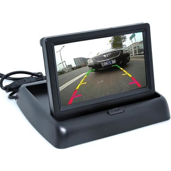 Caméra de recul CCD universelle pour voiture de nuit 7LED + surveillance de stationnement vidéo pliable de 4,3 pouces