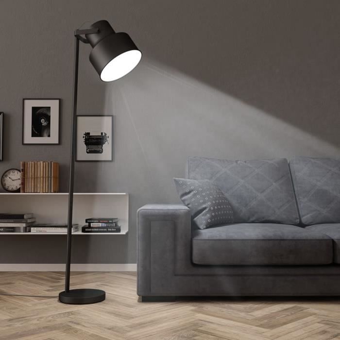 VAGUE Lampadaire Métal Noir E27