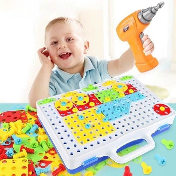 Mosaique Enfant, Jeux De Construction Mosaïque Jouet Assemblage 3D Puzzle Jeux Educatif Cadeau avec Perceuse Électrique pour Enfant