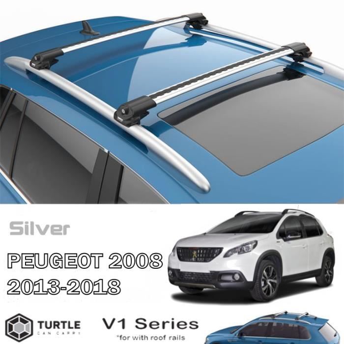 Barres de toit pour Peugeot 2008 04-2013>2018 transversales, alu (le jeu de 2) série Turtle V1 avec serrures