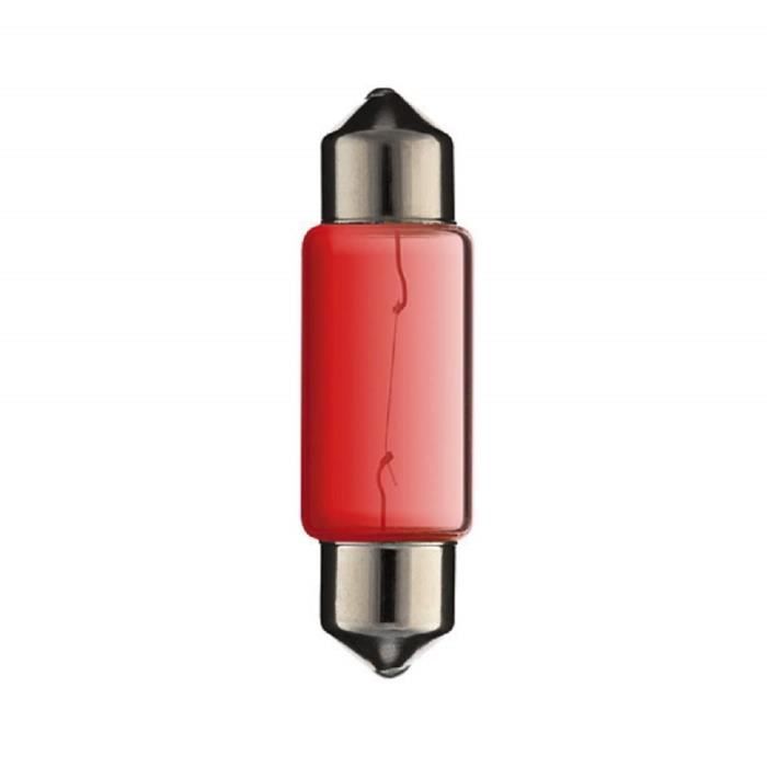 AMPOULE NAVETTE ROUGE 24V 5W 10x36MM SV8.5 VOITURE CAMION ECLAIRAGE INTERIEUR PLAQUE D'IMMATRICULATION FEU ARRIERE STOP CLIGNOTANT A