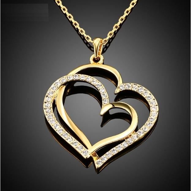 Collier - Grands Coeurs - Doré